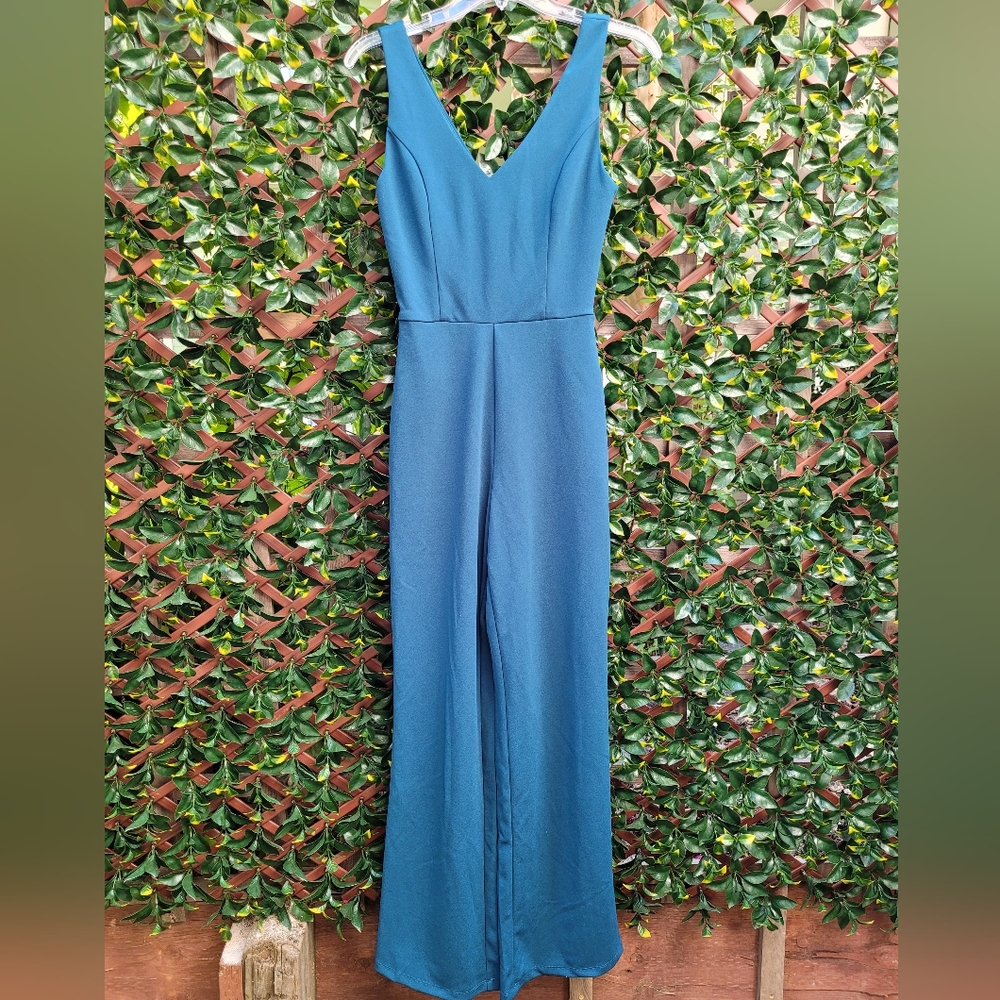 Elegant Crystal Sky Teal Jumpsuit